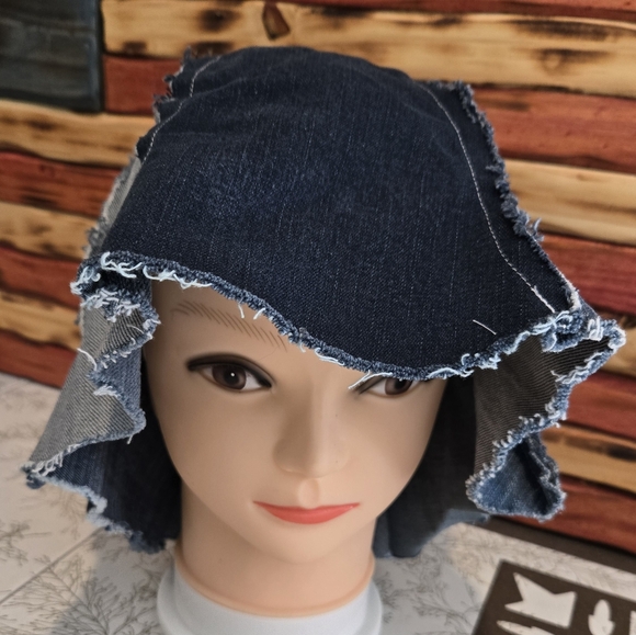 Upcycled Denim Patch "Flop Hat" M-XL Handmade Dont Throw It Out A - Picture 3 of 5